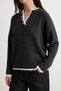 Anthracite Soft Textured Color Block Oversize Knitwear Sweater Twoaw27Kz00213 - 4