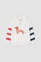 Ecru Girls/Boys Cotton Printed Polo Collar Knitted Sweatshirt Tkdaw27Sw00119