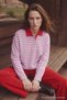 More Sustainable Kırmızı Çizgili Dokuma Yakalı Oversize Örme T-shirt/Sweatshirt TWOAW26TS00004