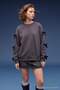 Antrasit Fiyonk Detaylı Oversize/Geniş Kalıp Kalın İçi Polarlı Örme Sweatshirt TWOAW25SW00249