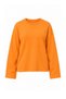 Turuncu Pamuklu Ön ve Arka Slogan Baskılı Kol Yıldız Baskılı Oversize Örme T-Shirt TWOAW27TS00072