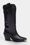 Black Galvanized 8 cm Block Heeled Western Women's Boots Takaw27Cz00021 - 3