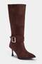 Brown Patent Leather Belt Detailed Women's 8.5 cm Thin Heeled Boots Takaw26Cz00037 - 3