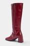 Burgundy Tape Detailed Square Toe Women's 6.5 cm Block Heeled Boots Takaw26Cz00007 - 5