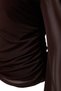 Kahverengi Fitted/Vücuda Oturan Asimetrik Yaka Çift Görünümlü Büzgülü Tül Örme Bluz TBBSS26AF00230 - 2