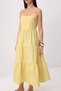 Light Yellow Straight Skirt with Flounces / Ruffles at the Waist Maxi Woven Dress Twoss24El00386 - 3