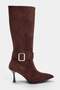 Brown Patent Leather Belt Detailed Women's 8.5 cm Thin Heeled Boots Takaw26Cz00037 - 4