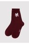 Logo Embroidered Burgundy Socks 1913540-70414