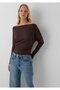 Kayık Collar Long Sleeve Brown Top Regular Fit / Normal Cut 1614394-70236 - 2