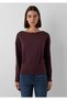 Waist Detailed Boat Neck Burgundy Top Regular Fit / Normal Cut 1620088-70223 - 3