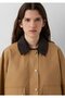 Velvet Collar Detailed Beige Jacket Loose Fit / Loose Comfortable Cut 1110916-81388 - 5