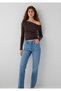 Shoulder Detail Brown Top Fitted / Body-Fitting Cut 1614391-70236 - 2