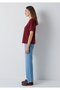 Burgundy Basic Interlock T-Shirt Loose Fit / Comfortable Loose Cut 1613820-85347 - 4
