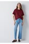 Burgundy Basic Interlock T-Shirt Loose Fit / Comfortable Loose Cut 1613820-85347 - 2