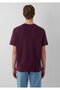 Logo Printed Claret Red Basic Interlock T-Shirt Loose Fit / Comfortable Cut 0613102-70434 - 6