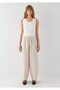 Linen Blend Beige Trousers 1011196-70134 - 3