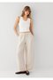 Linen Blend Beige Trousers 1011196-70134