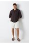 M Embroidery Detailed Brown Shirt Loose Fit / Relaxed Fit 0212140-70220