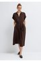 Linen Blend Brown Dress 1310742-70240 - 2
