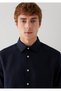 Navy Blue Linen Shirt Regular Fit / Normal Cut 0211960-86623 - 6