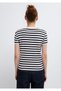Half Button Striped T-Shirt Fitted / Bodycon Cut 1613978-84004 - 5