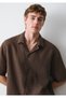 Short Sleeve Brown Linen Shirt Loose Fit / Relaxed Fit 0211962-71603 - 2