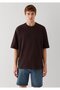 Textured Brown Basic T-Shirt Oversize / Wide Cut 0613665-88083 - 4