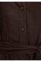Linen Blend Brown Dress 1310742-70240 - 7