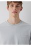 Pocket Detailed Gray Basic T-Shirt Loose Fit / Relaxed Fit 066248-70075 - 6