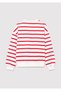 Logo Printed Red Striped Sweatshirt 7s10038-82054 - 4