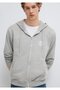 Mvjns Logo Printed Zippered Hooded Gray Sweatshirt 0S10193-80196 - 2