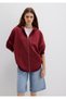 Hooded Zippered Claret Red Sweatshirt 1610221 -85493