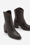 Women's Zippered Pointed Toe Thick Heeled Boots Tasim Brown