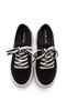 Women's Sneakers High Sole Lace-Up Linen Sneakers Kotnel Black - 7