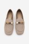 Women's Blunt Toe Stone Loafer Casual Shoes Arite Beige Suede - 8