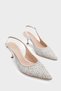Dorri Full Stone Pointed Toe Satin Slingback Women's Heeled Wedding Shoes