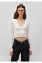 V-Neck White Sweater Crop / Short Cut 1710122 -81964 - 3