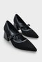 Susann Pointed Toe Thick Medium Heel Strappy Suede Women's Shoes