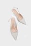 Dorri Full Stone Pointed Toe Satin Slingback Women's Heeled Wedding Shoes - 5