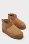 Thick Sole Round Toe Furry Tan Suede Ankle Boots - 3