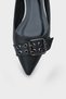 Krissie Pointed Toe Short Heeled Women's Ballerinas with Metal Accessories - 2
