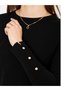 Women's Crew Neck Knitwear Sweater with Snap Sleeves 1060 Black - 4