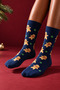 Unisex Ginger Breadman Patterned Christmas Themed Socks Navy Blue - 3