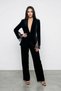Black Lace Detailed Slit Sleeve Velvet Jacket - 3
