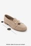 Women's Genuine Leather Chain Loafer Casual Shoes Tanle Beige Suede - 8