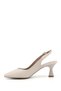 Women's Cream Pointed Toe Goblet Heel Open Back Shoes - 6