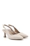 Women's Cream Pointed Toe Goblet Heel Open Back Shoes - 5