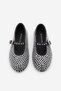 Women's Helmet Stoned Ballerina Shoes Mary Jane Tevila Black - 7