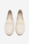 Women's Genuine Leather Chain Loafer Casual Shoes Tanle Beige - 7
