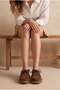 Women's Genuine Leather Lace-Up Loafer Casual Shoes Enita Brown Suede - 4